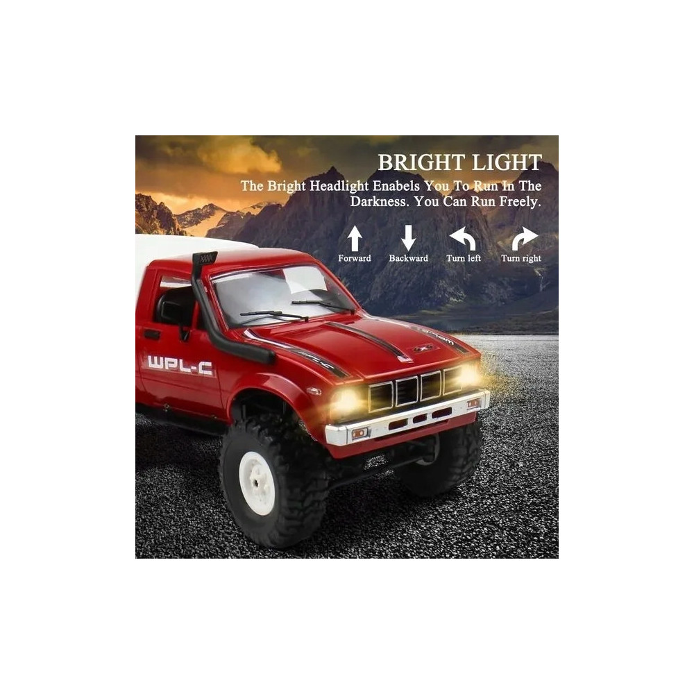 AUTO ZDALNIE STEROWANE RC CRAWLER WPL C24 RED CZERWONE OFF-ROAD LED