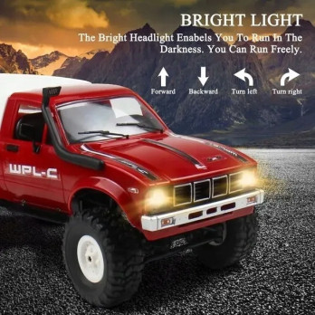 AUTO ZDALNIE STEROWANE RC CRAWLER WPL C24 RED CZERWONE OFF-ROAD LED