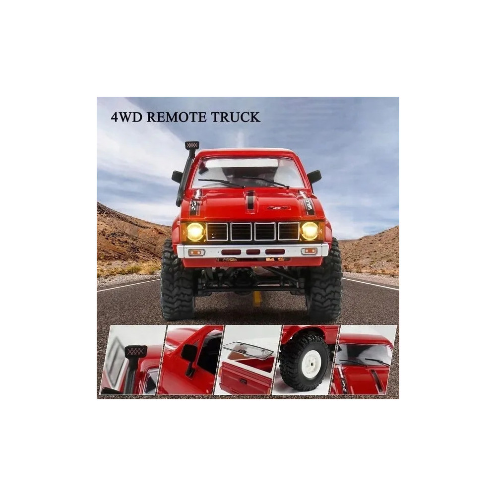 AUTO ZDALNIE STEROWANE RC CRAWLER WPL C24 RED CZERWONE OFF-ROAD LED