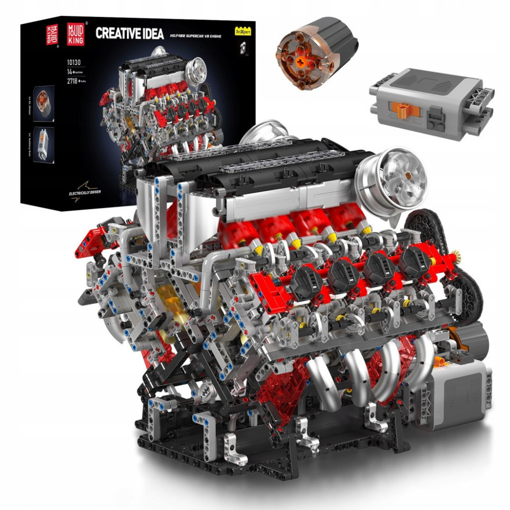 Klocki Mould King 10130 Silnik F488 3.9L V8 Twin-Turbo Model Technic BOX