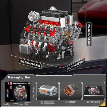 Klocki Mould King 10130 Silnik F488 3.9L V8 Twin-Turbo Model Technic BOX