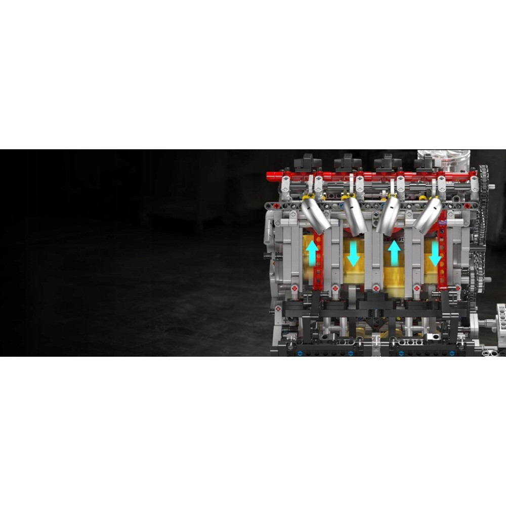 Klocki Mould King 10130 Silnik F488 3.9L V8 Twin-Turbo Model Technic BOX