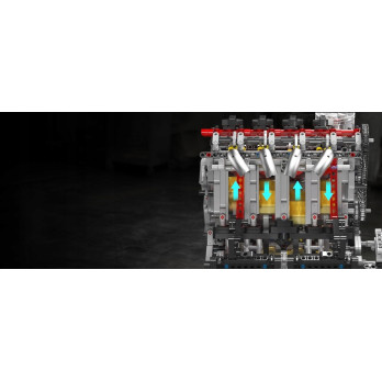Klocki Mould King 10130 Silnik F488 3.9L V8 Twin-Turbo Model Technic BOX