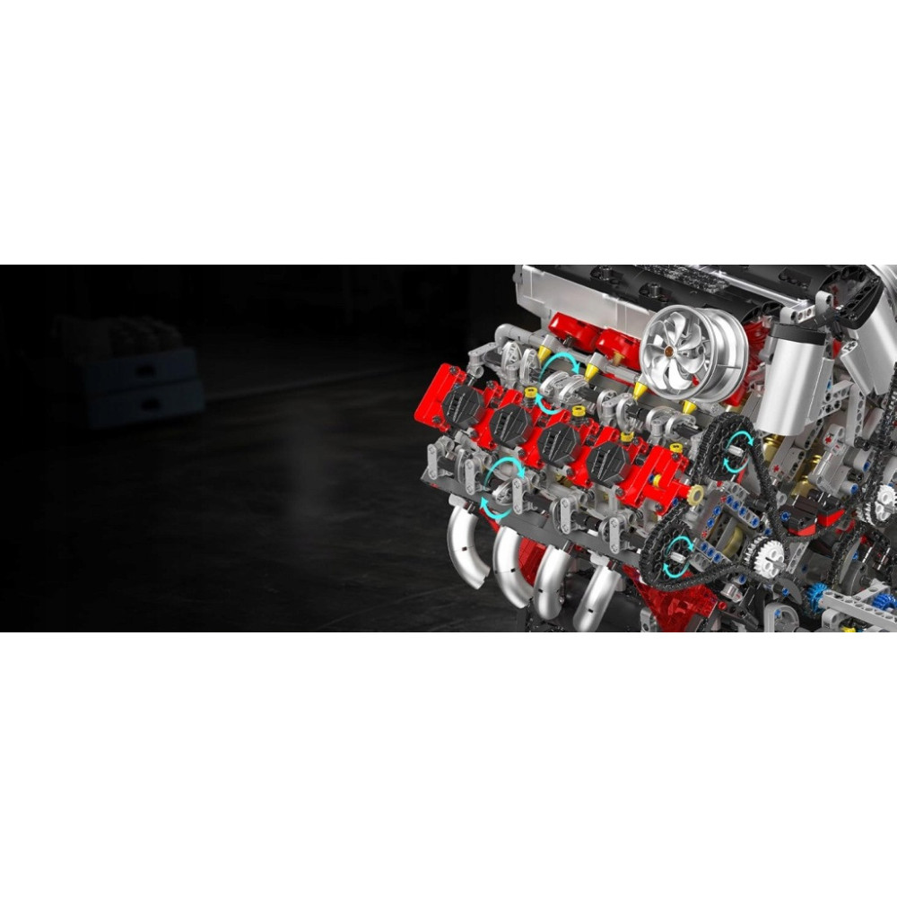 Klocki Mould King 10130 Silnik F488 3.9L V8 Twin-Turbo Model Technic BOX