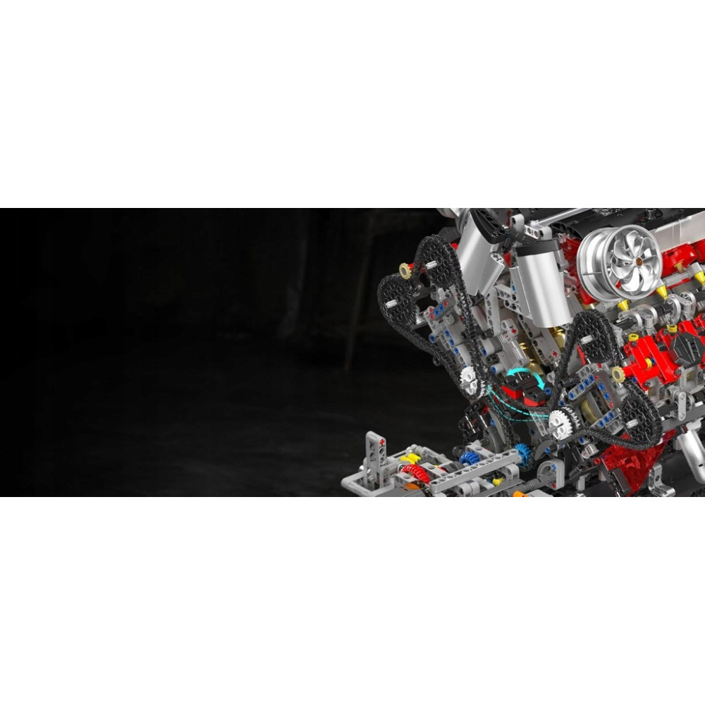 Klocki Mould King 10130 Silnik F488 3.9L V8 Twin-Turbo Model Technic BOX