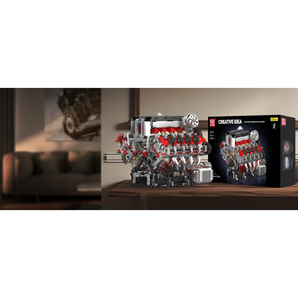 Klocki Mould King 10130 Silnik F488 3.9L V8 Twin-Turbo Model Technic BOX