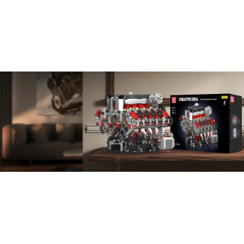 Klocki Mould King 10130 Silnik F488 3.9L V8 Twin-Turbo Model Technic BOX