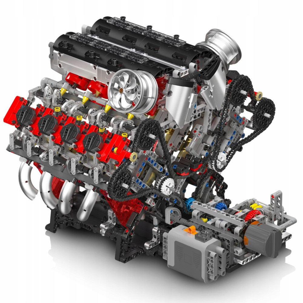 Klocki Mould King 10130 Silnik F488 3.9L V8 Twin-Turbo Model Technic BOX