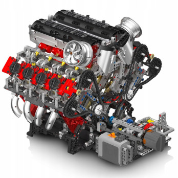 Klocki Mould King 10130 Silnik F488 3.9L V8 Twin-Turbo Model Technic BOX