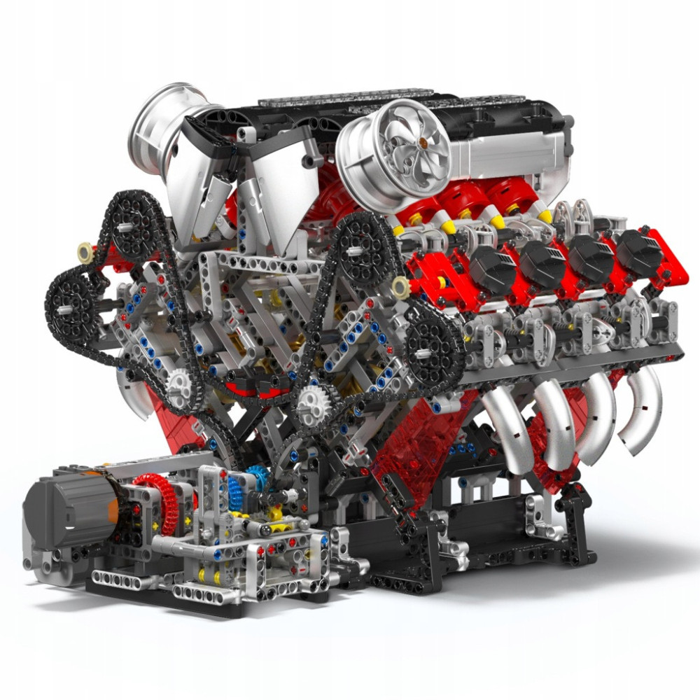 Klocki Mould King 10130 Silnik F488 3.9L V8 Twin-Turbo Model Technic BOX
