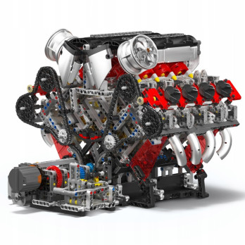 Klocki Mould King 10130 Silnik F488 3.9L V8 Twin-Turbo Model Technic BOX
