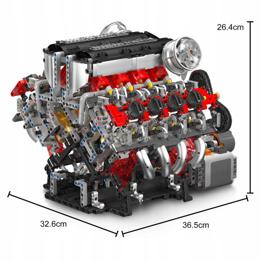 Klocki Mould King 10130 Silnik F488 3.9L V8 Twin-Turbo Model Technic BOX