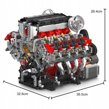 Klocki Mould King 10130 Silnik F488 3.9L V8 Twin-Turbo Model Technic BOX