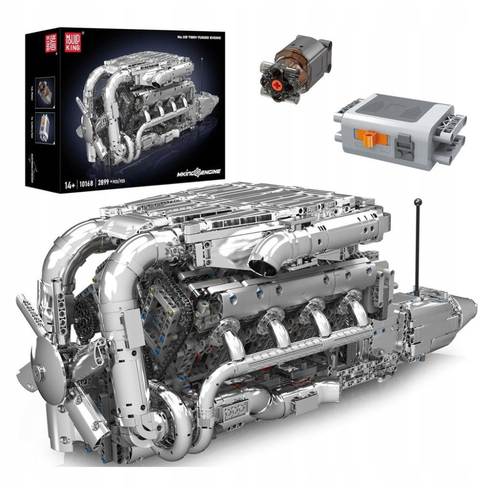 Klocki Mould King 10168 Silnik V8 TWIN-TURBO Engine Model Konstrukcyjny BOX