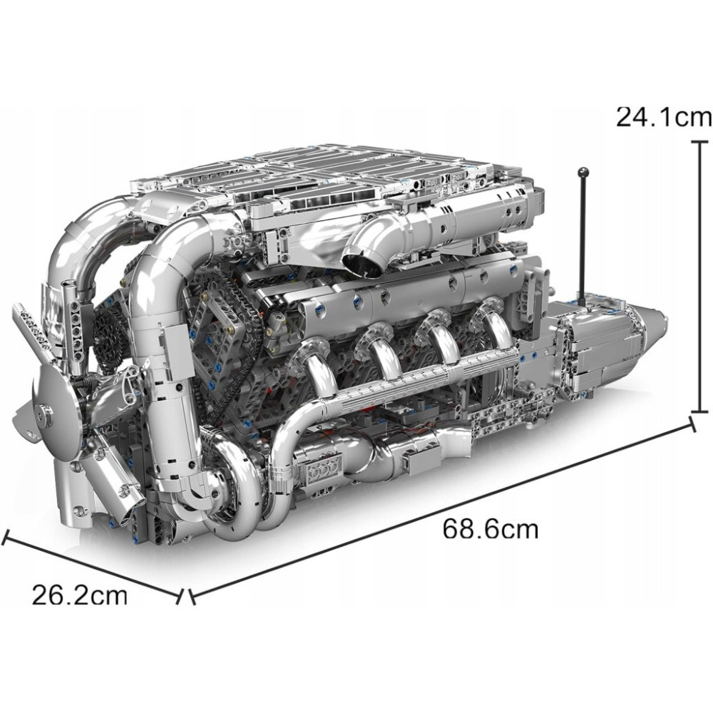 Klocki Mould King 10168 Silnik V8 TWIN-TURBO Engine Model Konstrukcyjny BOX