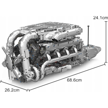 Klocki Mould King 10168 Silnik V8 TWIN-TURBO Engine Model Konstrukcyjny BOX