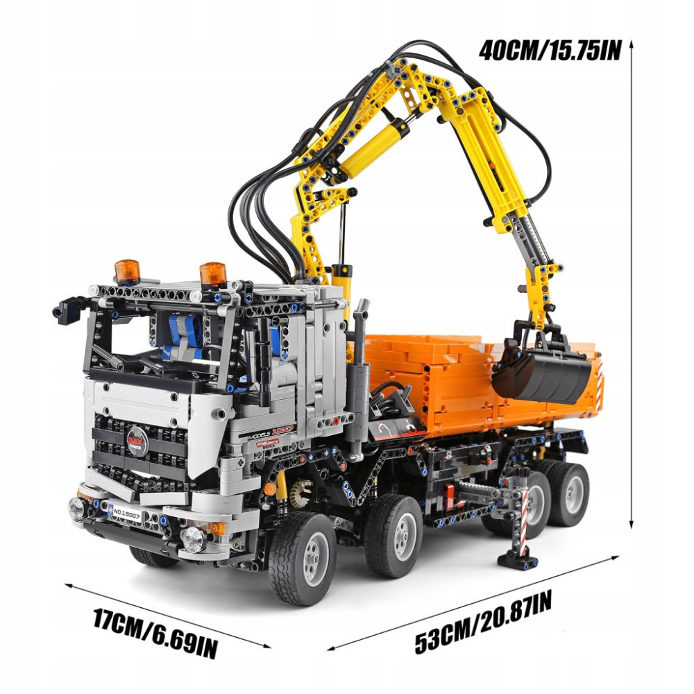 Klocki Mould King 19007 Ciężarówka Mercedes-Benz Arocs Pneumatic HDS Truck
