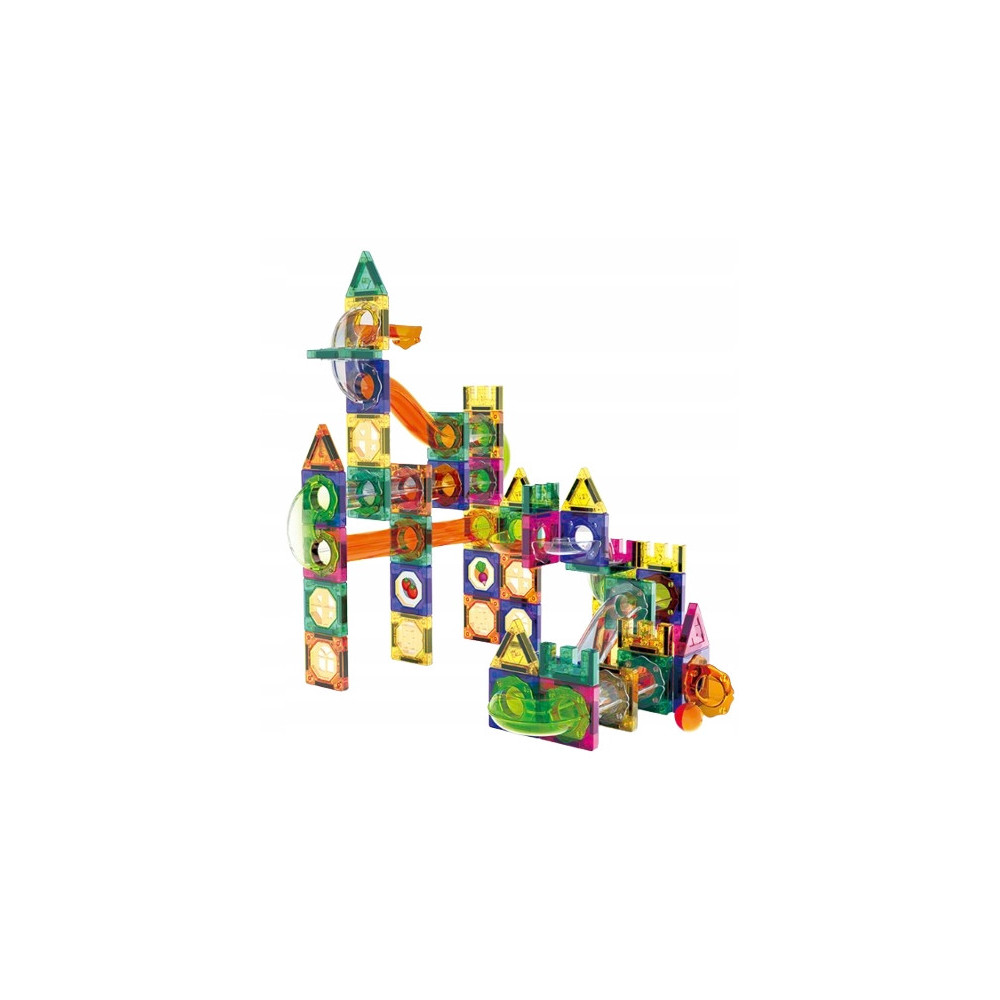 KLOCKI MAGNETYCZNE 3D TOR KULKOWY ŚWIECĄCY ZESTAW DIY 160 ELEMENTÓW