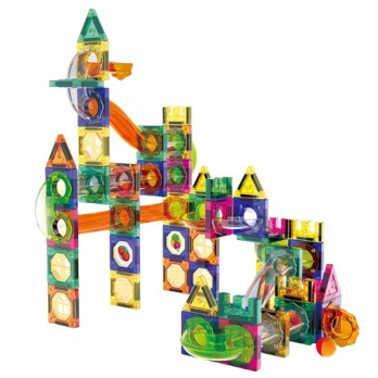 KLOCKI MAGNETYCZNE 3D TOR KULKOWY ŚWIECĄCY ZESTAW DIY 160 ELEMENTÓW
