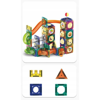 KLOCKI MAGNETYCZNE 3D TOR KULKOWY ŚWIECĄCY ZESTAW DIY 160 ELEMENTÓW