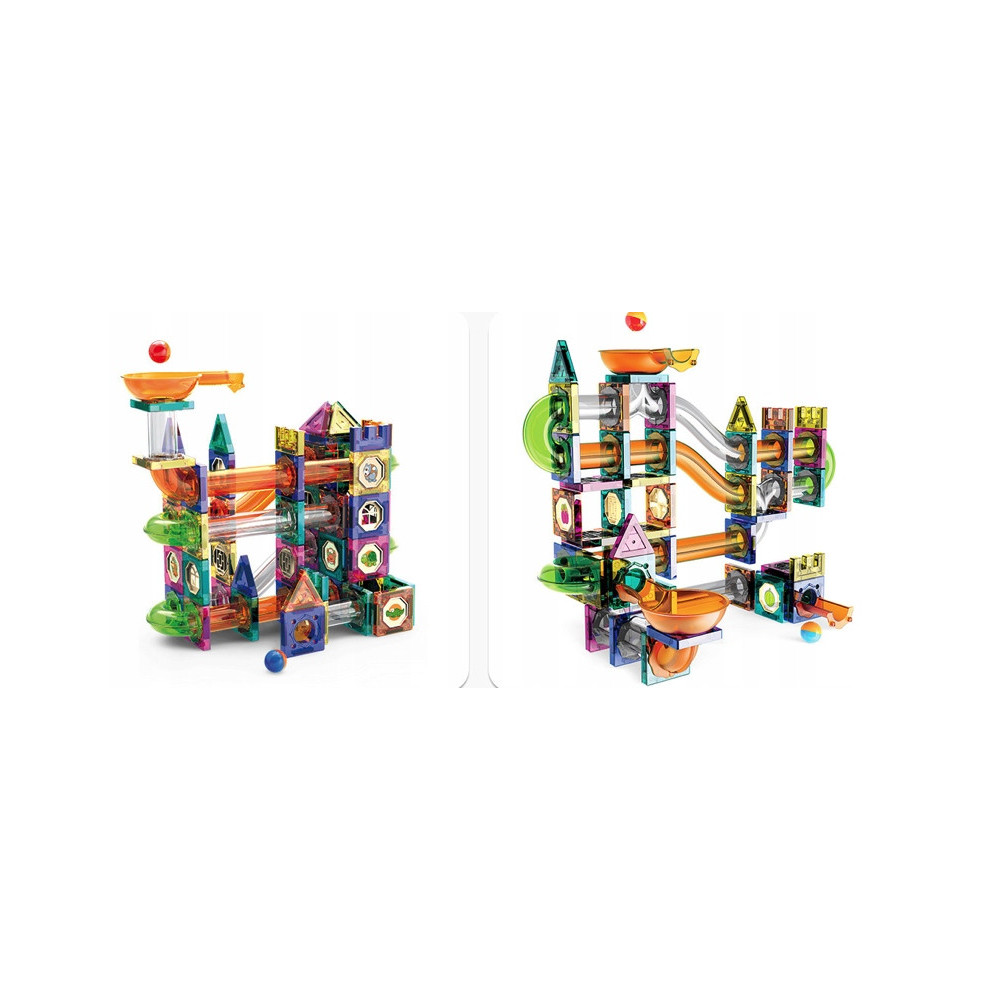 KLOCKI MAGNETYCZNE 3D TOR KULKOWY ŚWIECĄCY ZESTAW DIY 160 ELEMENTÓW