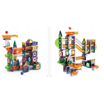 KLOCKI MAGNETYCZNE 3D TOR KULKOWY ŚWIECĄCY ZESTAW DIY 160 ELEMENTÓW