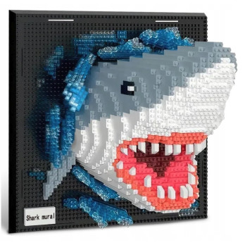KLOCKI KONSTRUKCYJNE ZESTAW 3D REKIN SHARK OBRAZ DEKORACJA 2166 ELEMENTÓW