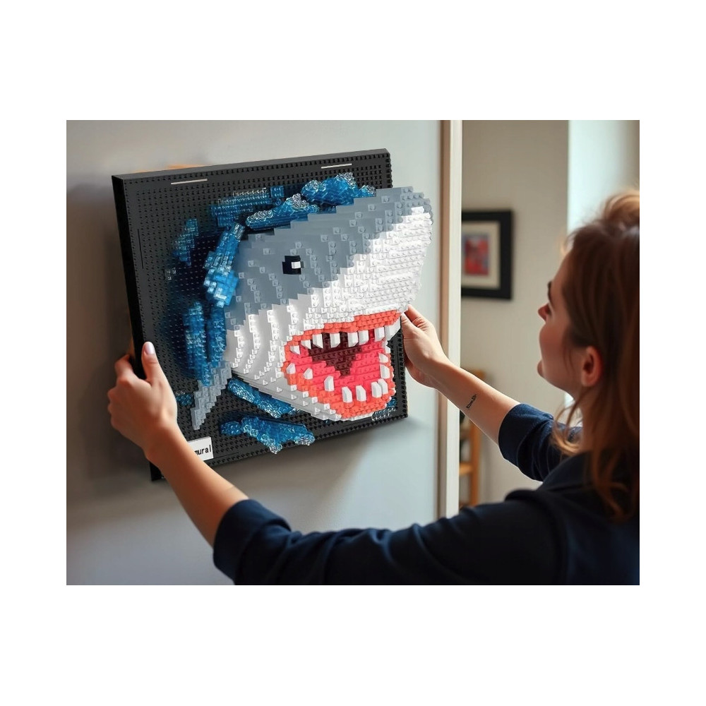 KLOCKI KONSTRUKCYJNE ZESTAW 3D REKIN SHARK OBRAZ DEKORACJA 2166 ELEMENTÓW
