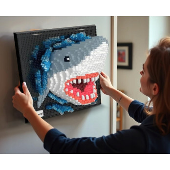KLOCKI KONSTRUKCYJNE ZESTAW 3D REKIN SHARK OBRAZ DEKORACJA 2166 ELEMENTÓW