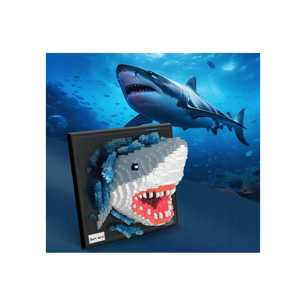 KLOCKI KONSTRUKCYJNE ZESTAW 3D REKIN SHARK OBRAZ DEKORACJA 2166 ELEMENTÓW