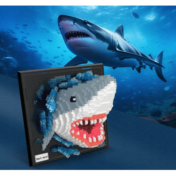KLOCKI KONSTRUKCYJNE ZESTAW 3D REKIN SHARK OBRAZ DEKORACJA 2166 ELEMENTÓW