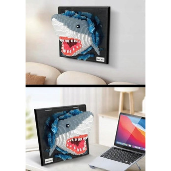 KLOCKI KONSTRUKCYJNE ZESTAW 3D REKIN SHARK OBRAZ DEKORACJA 2166 ELEMENTÓW