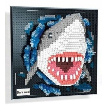 KLOCKI KONSTRUKCYJNE ZESTAW 3D REKIN SHARK OBRAZ DEKORACJA 2166 ELEMENTÓW