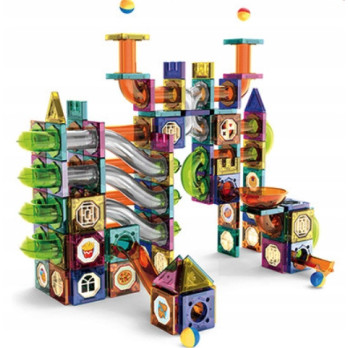 KLOCKI MAGNETYCZNE 3D TOR KULKOWY ŚWIECĄCY ZESTAW DIY 349 ELEMENTÓW