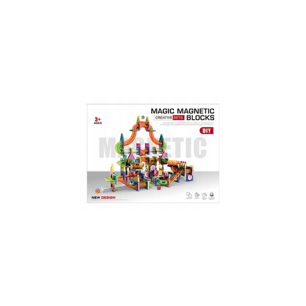 KLOCKI MAGNETYCZNE 3D TOR KULKOWY ŚWIECĄCY ZESTAW DIY 349 ELEMENTÓW
