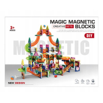 KLOCKI MAGNETYCZNE 3D TOR KULKOWY ŚWIECĄCY ZESTAW DIY 349 ELEMENTÓW