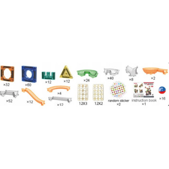 KLOCKI MAGNETYCZNE 3D TOR KULKOWY ŚWIECĄCY ZESTAW DIY 349 ELEMENTÓW