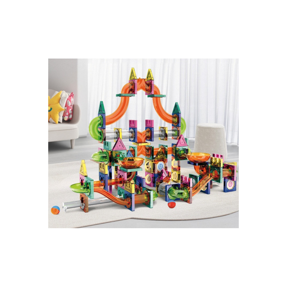 KLOCKI MAGNETYCZNE 3D TOR KULKOWY ŚWIECĄCY ZESTAW DIY 349 ELEMENTÓW