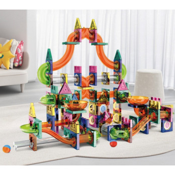 KLOCKI MAGNETYCZNE 3D TOR KULKOWY ŚWIECĄCY ZESTAW DIY 349 ELEMENTÓW