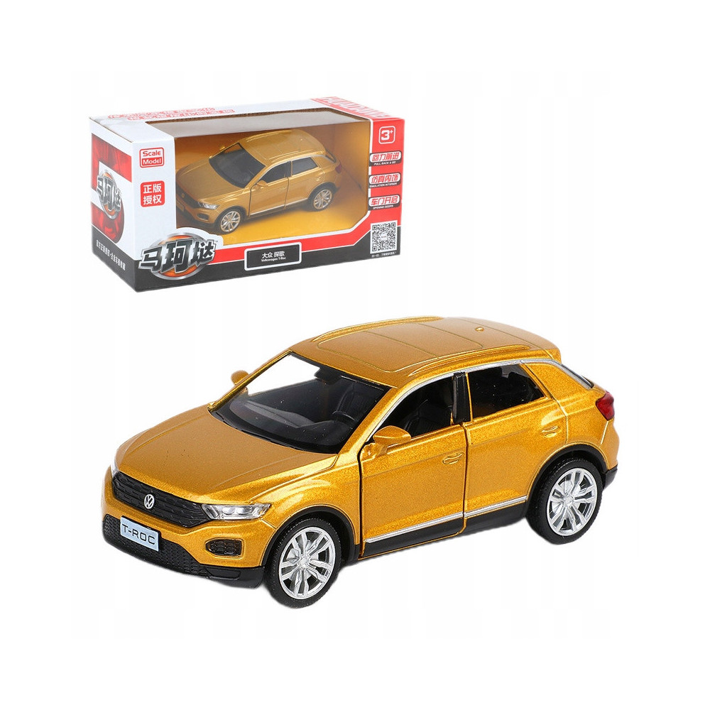 METALOWY SAMOCHÓD MODEL VOLKSWAGEN T-ROCK ZŁOTY GOLD 1:32 PREZENT