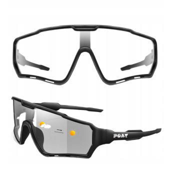 SPORTOWE OKULARY ROWEROWE UV400 FOTOCHROMOWE PRZECIWSŁONECZNE CZARNE