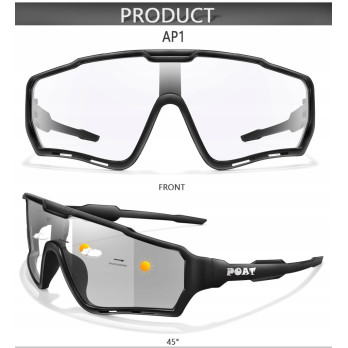 SPORTOWE OKULARY ROWEROWE UV400 FOTOCHROMOWE PRZECIWSŁONECZNE CZARNE
