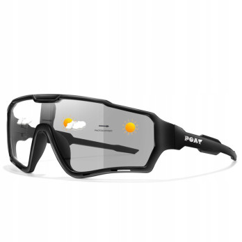 SPORTOWE OKULARY ROWEROWE UV400 FOTOCHROMOWE PRZECIWSŁONECZNE CZARNE