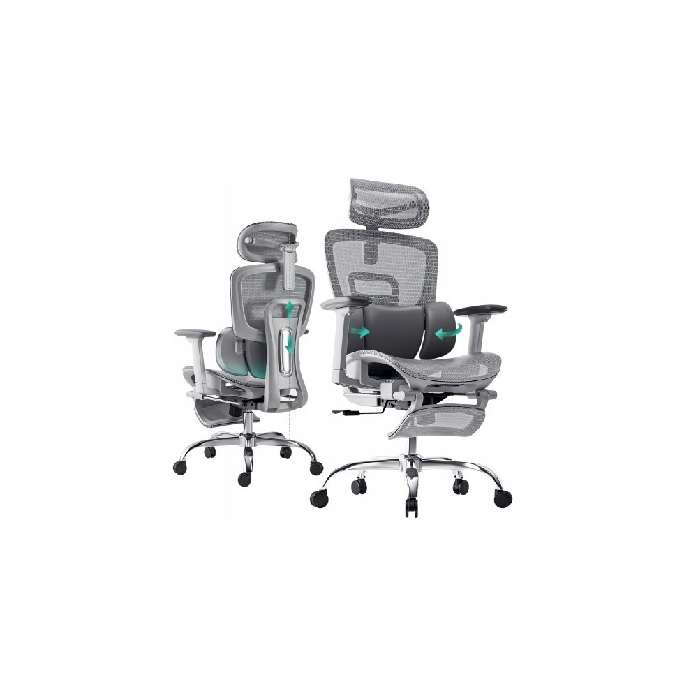 KRZESŁO BIUROWE ERGONOMICZNE PODNÓŻEK MESH REGULACJA SGS
