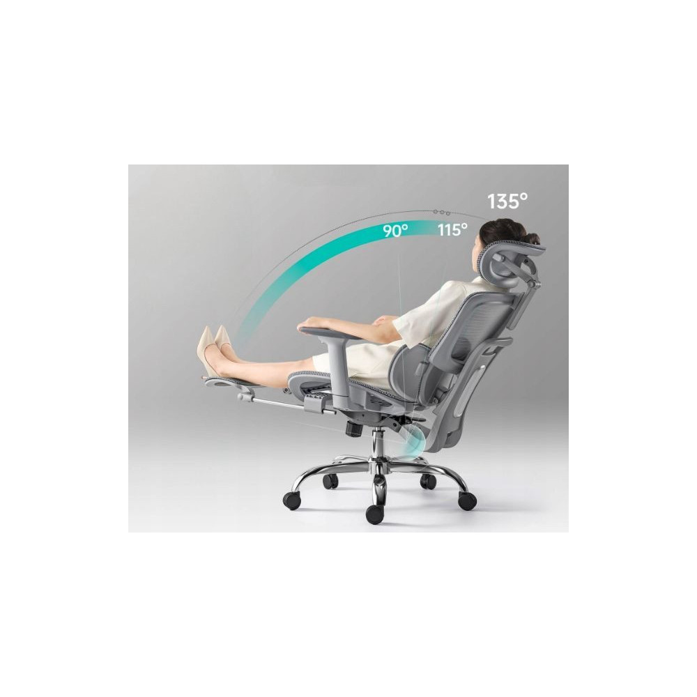 KRZESŁO BIUROWE ERGONOMICZNE PODNÓŻEK MESH REGULACJA SGS