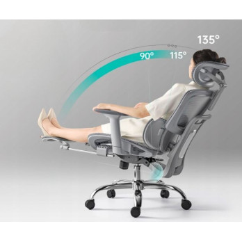 KRZESŁO BIUROWE ERGONOMICZNE PODNÓŻEK MESH REGULACJA SGS