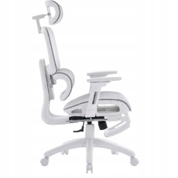 FOTEL ERGONOMICZNY BIUROWY SZARO-BIAŁY PODNÓŻEK REGULACJA 3D WSPARCIE