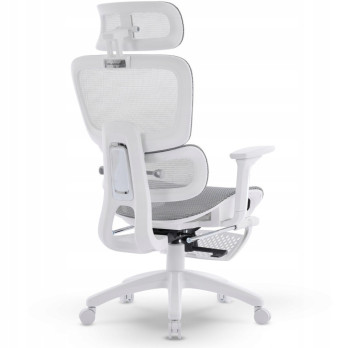 FOTEL ERGONOMICZNY BIUROWY SZARO-BIAŁY PODNÓŻEK REGULACJA 3D WSPARCIE