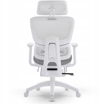 FOTEL ERGONOMICZNY BIUROWY SZARO-BIAŁY PODNÓŻEK REGULACJA 3D WSPARCIE