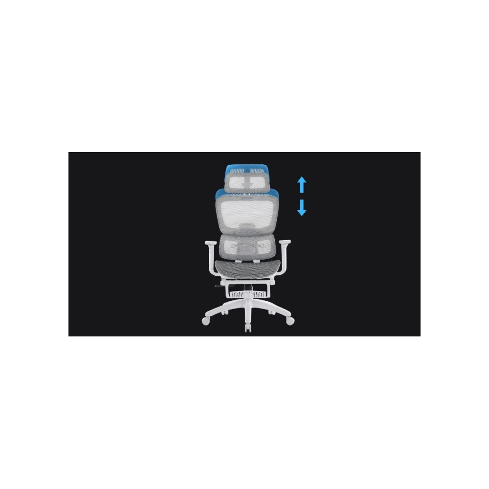 FOTEL ERGONOMICZNY BIUROWY SZARO-BIAŁY PODNÓŻEK REGULACJA 3D WSPARCIE